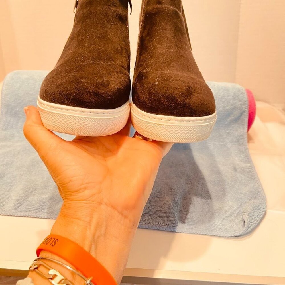 Rouge Shoes Womens Size 10 BLACK Suede Wedge Zip Ankle MID/High Top Casual - Picture 16 of 16